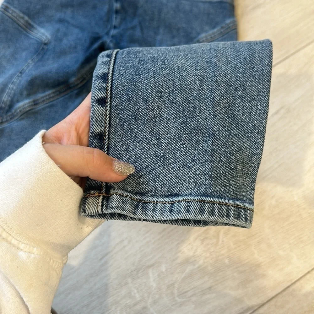 Womens High Waisted Star Patch Denim Jeans Blue‎ Casual Streetwear Size M